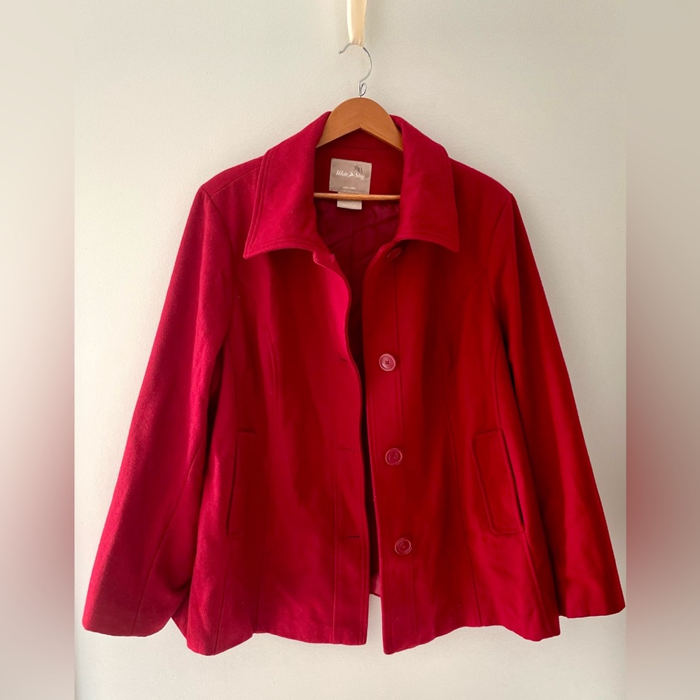 Vintage Red Wool-Poly Blend Women's Jacket